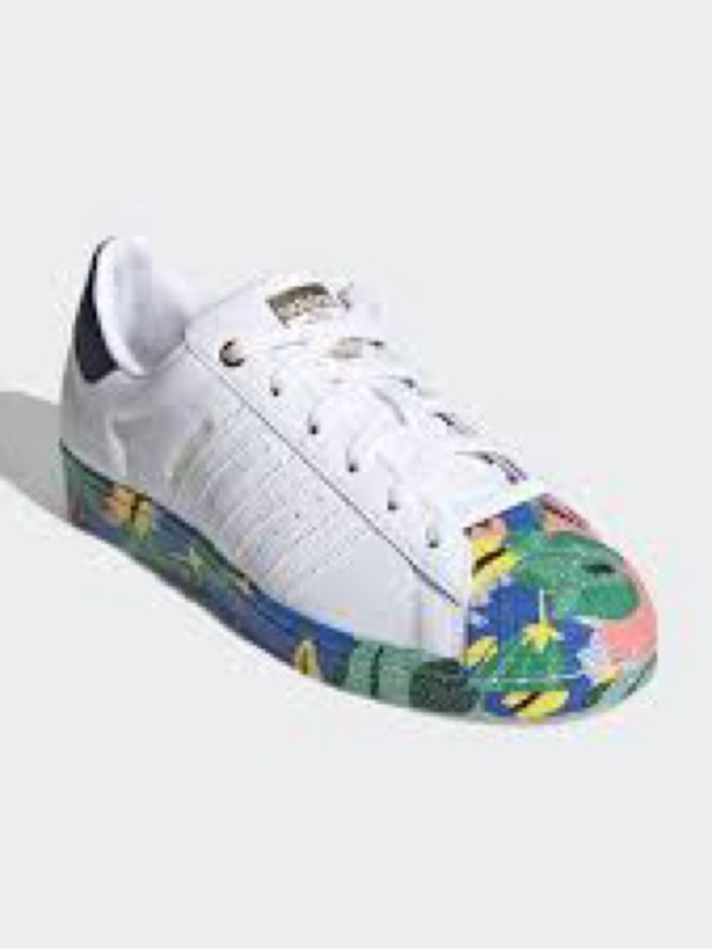 NWOT adidas Superstar White Sneakers with Multicolor Floral Print Sole